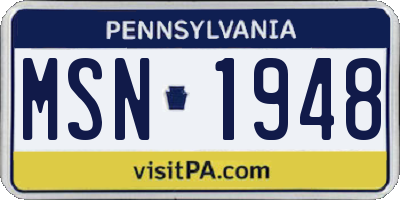 PA license plate MSN1948