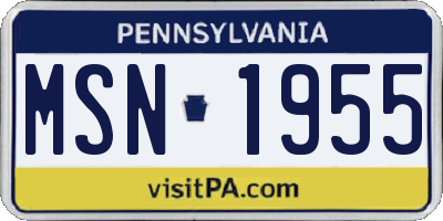 PA license plate MSN1955