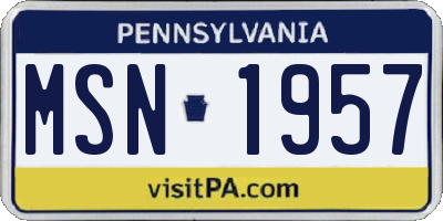 PA license plate MSN1957