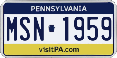 PA license plate MSN1959