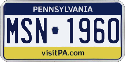 PA license plate MSN1960