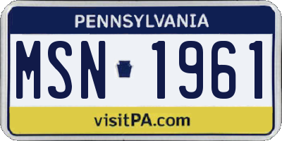PA license plate MSN1961