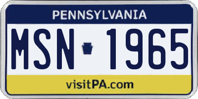 PA license plate MSN1965
