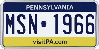 PA license plate MSN1966