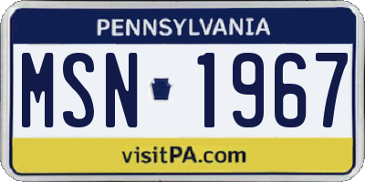 PA license plate MSN1967