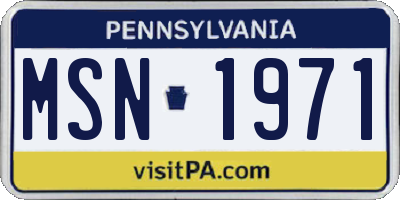 PA license plate MSN1971