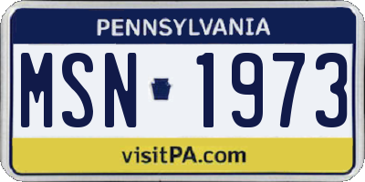 PA license plate MSN1973