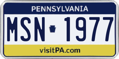 PA license plate MSN1977