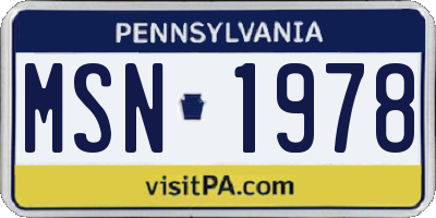 PA license plate MSN1978