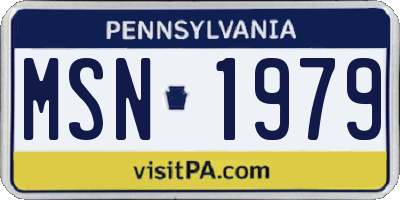 PA license plate MSN1979
