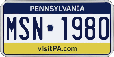 PA license plate MSN1980