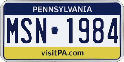 PA license plate MSN1984