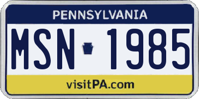 PA license plate MSN1985