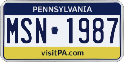 PA license plate MSN1987