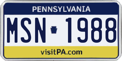 PA license plate MSN1988