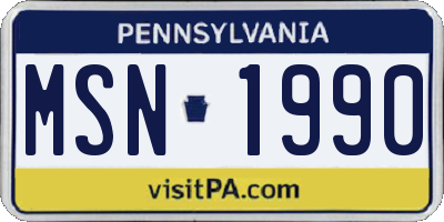 PA license plate MSN1990