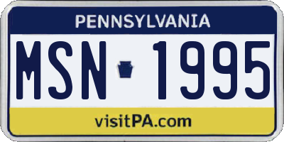PA license plate MSN1995