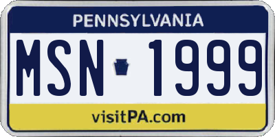PA license plate MSN1999