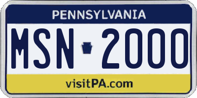 PA license plate MSN2000