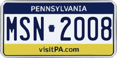 PA license plate MSN2008