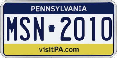 PA license plate MSN2010