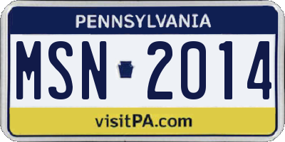 PA license plate MSN2014