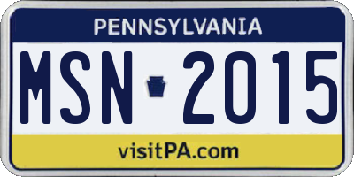PA license plate MSN2015