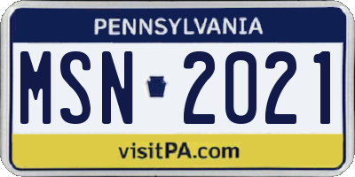 PA license plate MSN2021