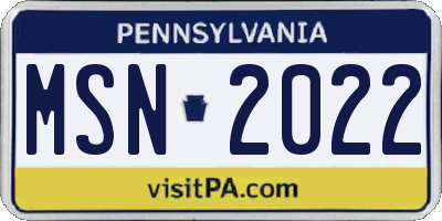 PA license plate MSN2022