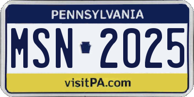PA license plate MSN2025