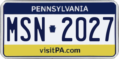 PA license plate MSN2027