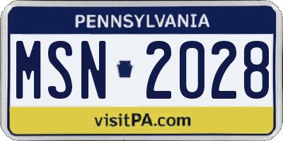 PA license plate MSN2028
