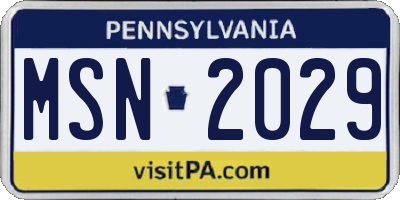 PA license plate MSN2029