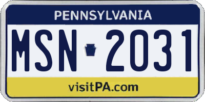 PA license plate MSN2031