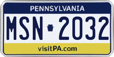 PA license plate MSN2032