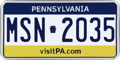 PA license plate MSN2035