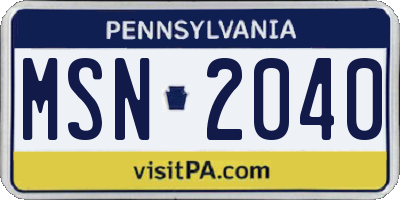 PA license plate MSN2040