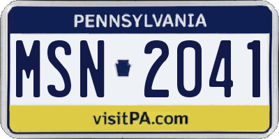 PA license plate MSN2041