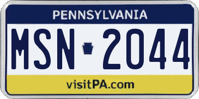 PA license plate MSN2044
