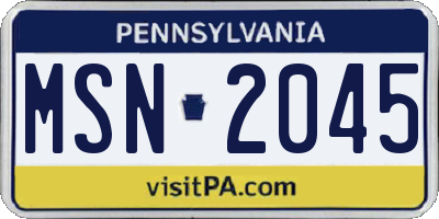 PA license plate MSN2045