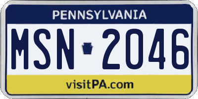 PA license plate MSN2046