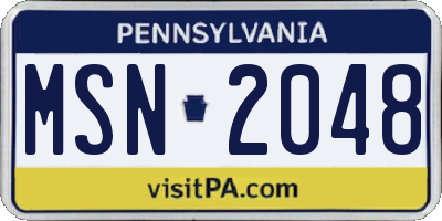 PA license plate MSN2048