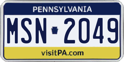 PA license plate MSN2049