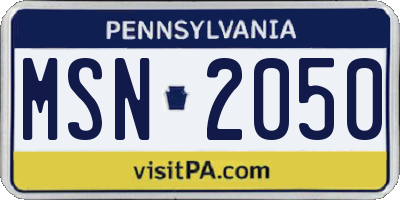 PA license plate MSN2050