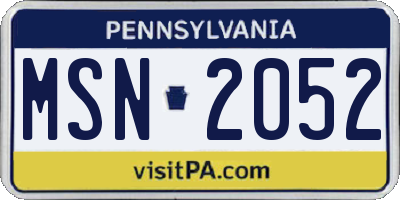 PA license plate MSN2052