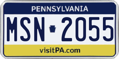 PA license plate MSN2055