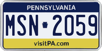 PA license plate MSN2059