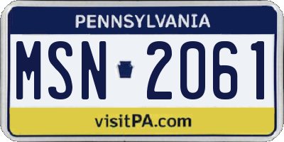 PA license plate MSN2061