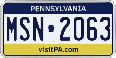 PA license plate MSN2063