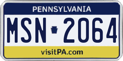 PA license plate MSN2064